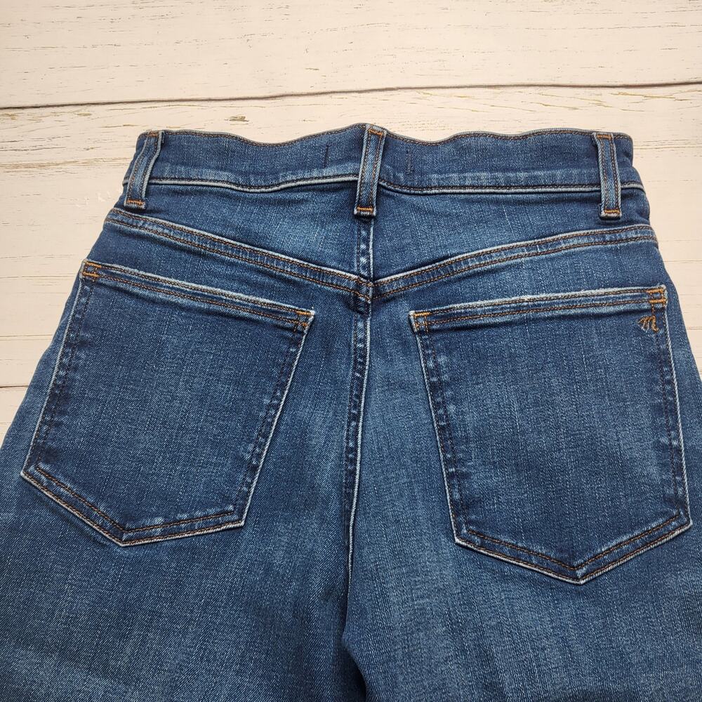 Madewell Flared Wide Leg Crop Jeans Raw Hm Super Stretch Medium Pelion Wash 26 - Picture 6 of 11